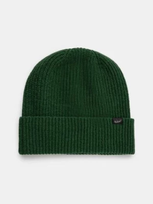 Woolrich czapka wełniana Knitted Ribbed Beanie kolor zielony wełniana CFWOAC0331MRUF0659