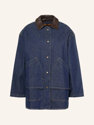 Woolrich Kurtka Dżinsowa Z Wstawkami Skórzanymi blau 3013 DARK INDIGO