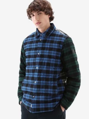 Woolrich kurtka puchowa Check Overshirt męska kolor niebieski przejściowa CFWOOS0080MRUT3331-31073