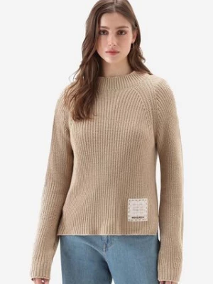 Woolrich sweter bawełniany Natural Dyeing kolor beżowy CFWWKN0211FRUF0670-8743