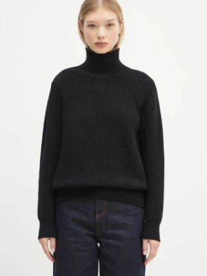 Woolrich sweter wełniany Canberra Turtleneck damski kolor czarny ciepły z golfem CFWWKN0329FRUF0712