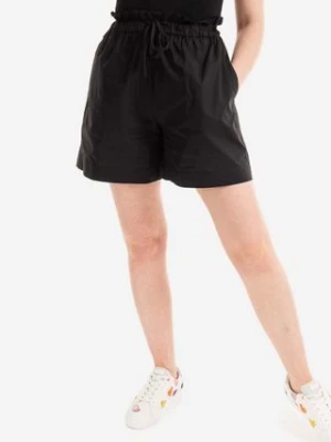 Woolrich szorty bawełniane Poplin Short kolor czarny gładkie high waist CFWWSH0021FRUT3027-100