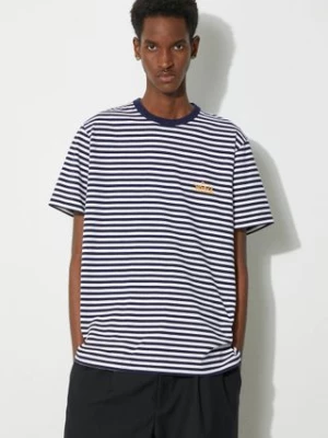 Woolrich t-shirt Striped T-Shirt męski kolor granatowy wzorzysty CFWOTE0121MRUT3687