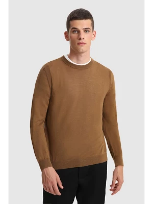 Woolrich Wełniany sweter w kolorze jasnobrązowym rozmiar: L