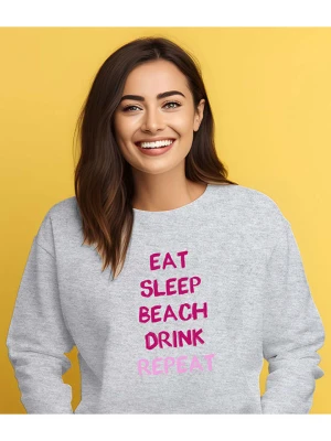 WOOOP Bluza "Eat sleep beach drink repeat" w kolorze szaro-różowym rozmiar: L