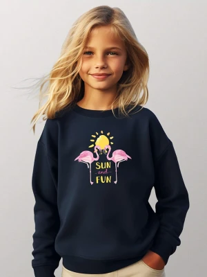 WOOOP Bluza "Flamingo sun and fun" w kolorze granatowym rozmiar: 140