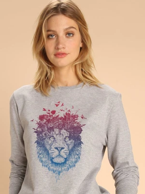 WOOOP Bluza "Floral Lion" w kolorze szarym rozmiar: S