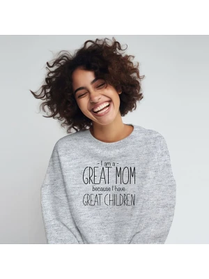 WOOOP Bluza "I am a great Mom because I have great children" w kolorze szarym rozmiar: M
