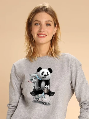 WOOOP Bluza "Panda Bicycle" w kolorze szarym rozmiar: M