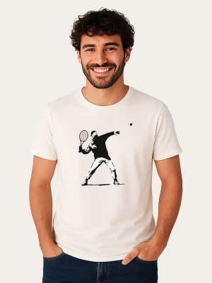 WOOOP Koszulka "Banksy Tennis" w kolorze białym rozmiar: L