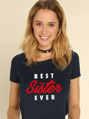 WOOOP Koszulka "Best Sister Ever" w kolorze granatowym rozmiar: XL