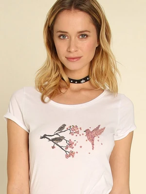 WOOOP Koszulka "Blossom Bird" w kolorze białym rozmiar: M