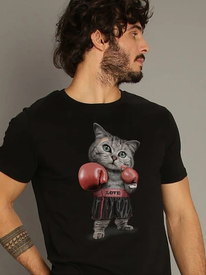 WOOOP Koszulka "Boxing Cat" w kolorze czarnym rozmiar: M
