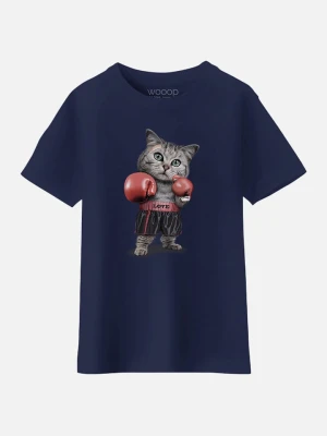 WOOOP Koszulka "Boxing cat" w kolorze granatowym rozmiar: 128