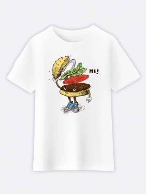 WOOOP Koszulka "Burger Greeting" w kolorze białym rozmiar: 140
