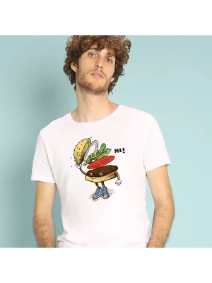 WOOOP Koszulka "Burger greeting" w kolorze białym rozmiar: XXL