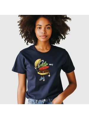 WOOOP Koszulka "Burger greeting" w kolorze granatowym rozmiar: M