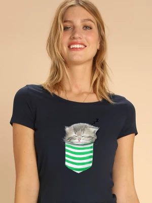 WOOOP Koszulka "Cat In The Pocket" w kolorze granatowym rozmiar: XL