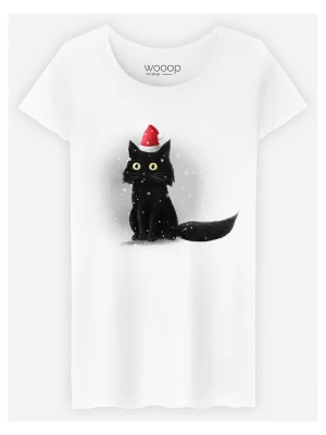WOOOP Koszulka "Christmas Cat" w kolorze białym rozmiar: S