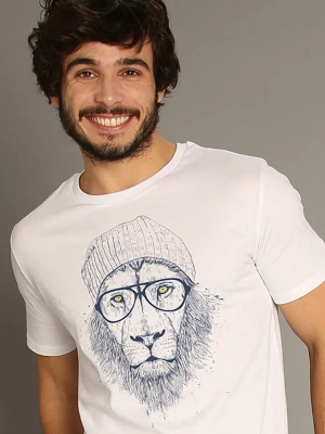 WOOOP Koszulka "Cool Lion" w kolorze białym rozmiar: M