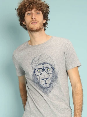 WOOOP Koszulka "Cool lion" w kolorze szarym rozmiar: M