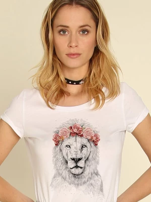 WOOOP Koszulka "Festival Lion Spring" w kolorze białym rozmiar: L