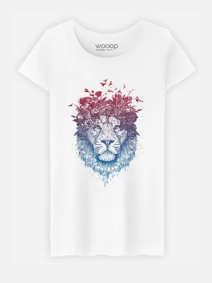 WOOOP Koszulka "Floral Lion" w kolorze białym rozmiar: M