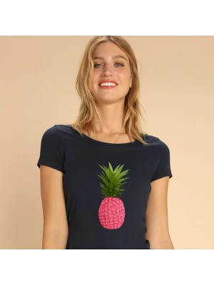 Zdjęcie produktu WOOOP Koszulka "Floral pineapple" w kolorze granatowym rozmiar: M