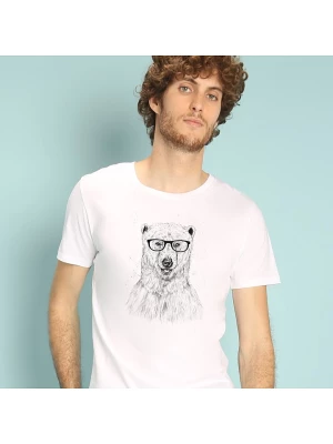 WOOOP Koszulka "Geek bear" w kolorze białym rozmiar: L