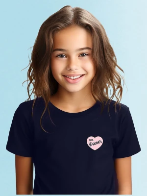 WOOOP Koszulka "Girl power pink heart" w kolorze granatowym rozmiar: 140
