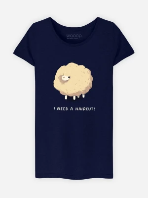 WOOOP Koszulka "Haircut Sheep" w kolorze granatowym rozmiar: L