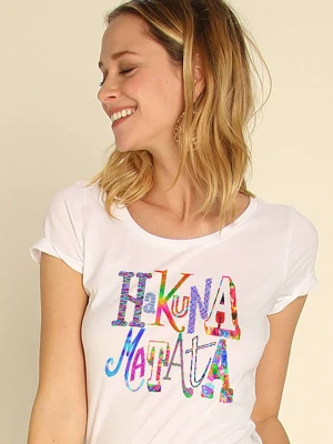 WOOOP Koszulka "Hakuna Matata" w kolorze białym rozmiar: M
