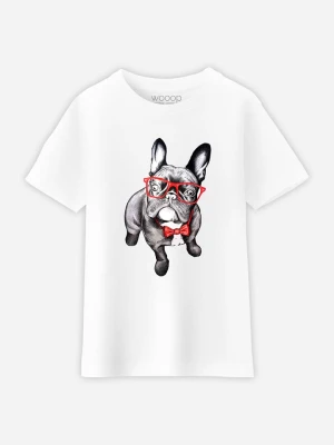 WOOOP Koszulka "Happy dog" w kolorze białym rozmiar: 128