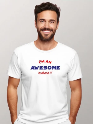 WOOOP Koszulka "I'm awesome husband" w kolorze białym rozmiar: XXL