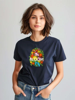 WOOOP Koszulka "In bloom" w kolorze granatowym rozmiar: S