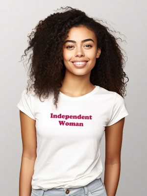 WOOOP Koszulka "Independent woman" w kolorze białym rozmiar: M