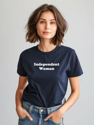 WOOOP Koszulka "Independent woman" w kolorze granatowym rozmiar: XXL