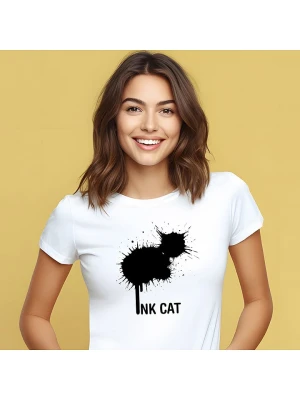 Zdjęcie produktu WOOOP Koszulka "Ink Cat" w kolorze białym rozmiar: XL