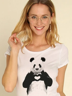 WOOOP Koszulka "Love Panda" w kolorze białym rozmiar: S