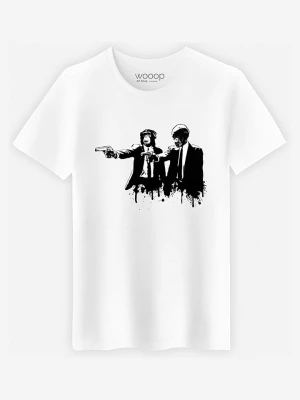 WOOOP Koszulka "Monkey Intervention" w kolorze białym rozmiar: S