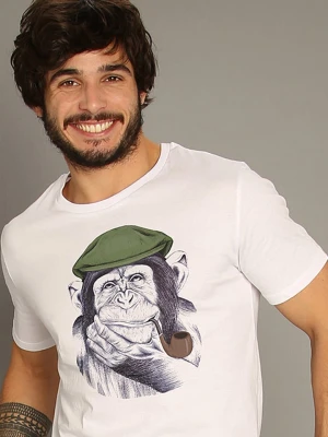 WOOOP Koszulka "Mr. Chimp" w kolorze białym rozmiar: S