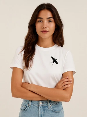 WOOOP Koszulka "Night Swallow" w kolorze białym rozmiar: M