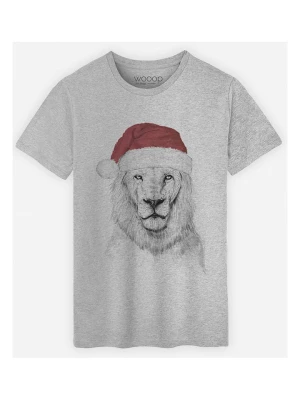 WOOOP Koszulka "Santa Lion" w kolorze szarym rozmiar: L