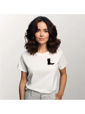 WOOOP Koszulka "Sitting cat" w kolorze białym rozmiar: M