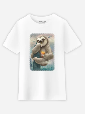 WOOOP Koszulka "Sloth Attack" w kolorze białym rozmiar: 140