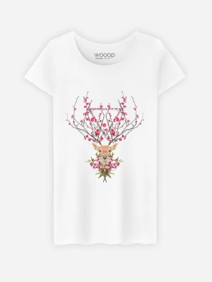 WOOOP Koszulka "Spring Deer" w kolorze białym rozmiar: M