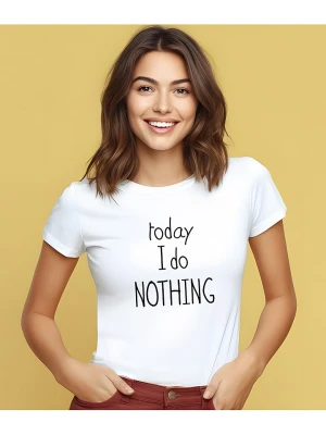 WOOOP Koszulka "Today I do nothing" w kolorze białym rozmiar: S