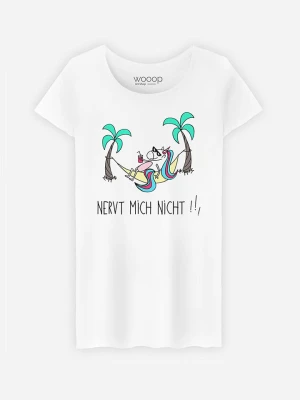 WOOOP T-shirt "Nervt Mich Nicht" w kolorze białym rozmiar: XL