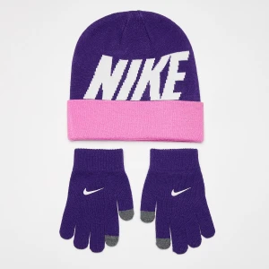 Nike Wordmark Colorblock Beanie Set (2 Piece) uniseks Czapki beanie fioletowy rozmiar Akcesoria