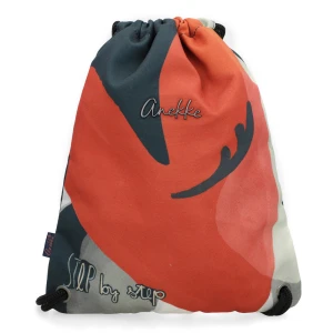 Worek damski Anekke, wykonany z lekkiego materiału tekstylnego z dekoracyjnym nadrukiem zamykany na ściągacz ze sznurkami, czerwony, 42474-002